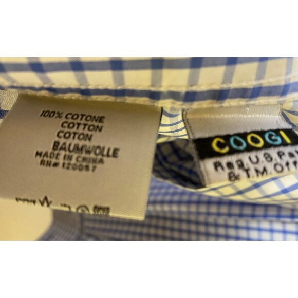Coogi Luxe Mens Blue White Checkered Long Sleeve Button-Up Shirt  Size Large - Picture 5 of 6